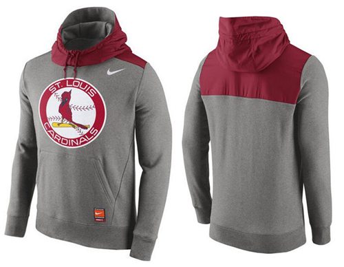 Men's St.Louis Cardinals Nike Gray Cooperstown Collection Hybrid Pullover Hoodie_1 - Click Image to Close